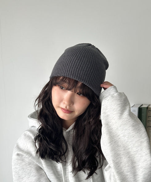 【8色展開】ニット帽子 リブニット ビーニー | WR5254001 | グレー