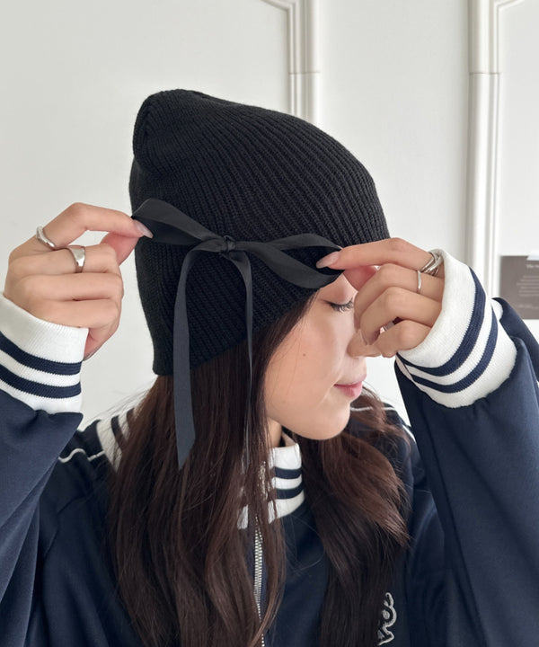 リボンデザインニット帽 | WR5254002 | ブラック