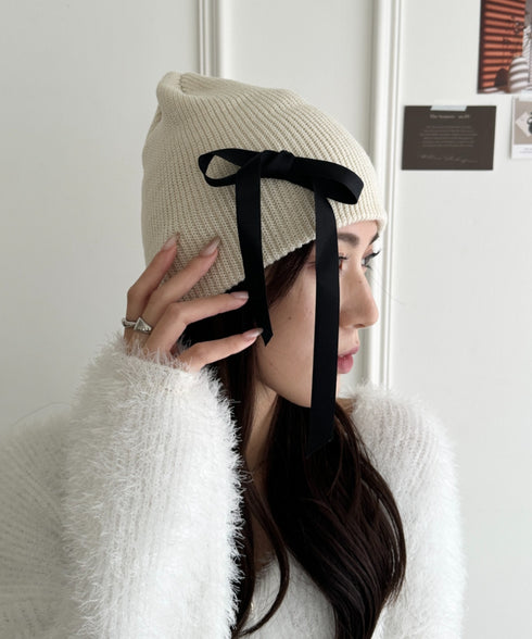 リボンデザインニット帽 | WR5254002 | アイボリー
