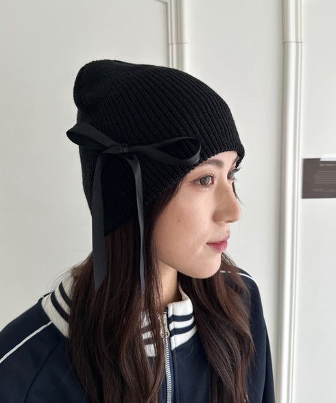 リボンデザインニット帽 | WR5254002 | ブラック