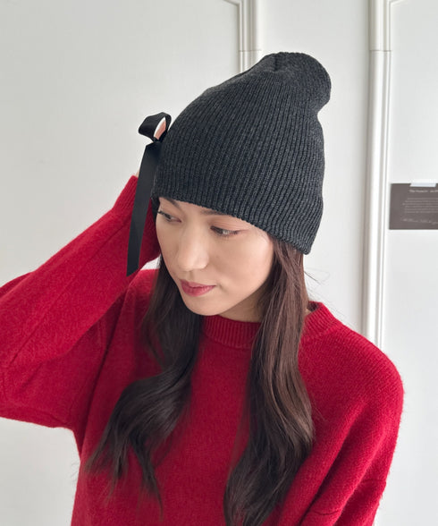 リボンデザインニット帽 | WR5254002 | グレー