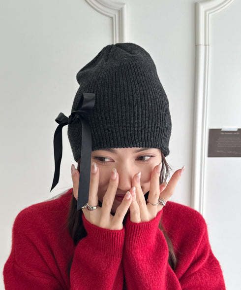 リボンデザインニット帽 | WR5254002 | グレー