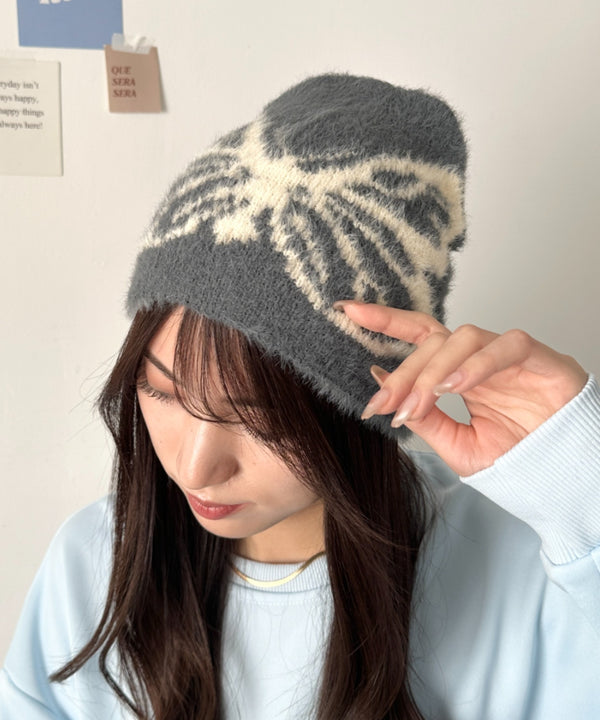 バタフライデザインニット帽 蝶デザインビーニー | WR5254004 | グレー