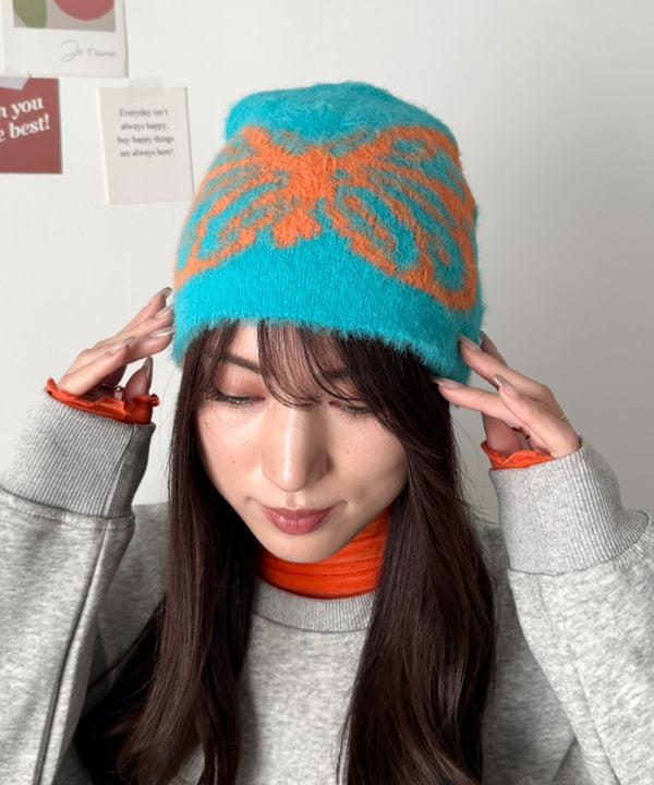 バタフライデザインニット帽 蝶デザインビーニー | WR5254004 | ブルー系その他2