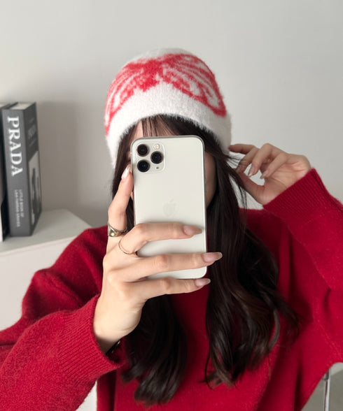 バタフライデザインニット帽 蝶デザインビーニー | WR5254004 | ホワイト