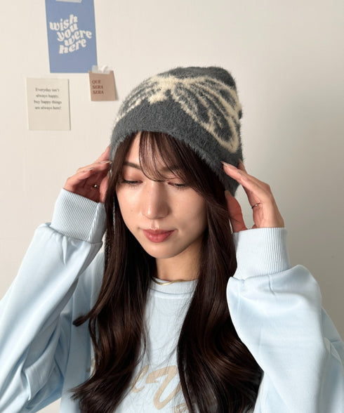 バタフライデザインニット帽 蝶デザインビーニー | WR5254004 | グレー