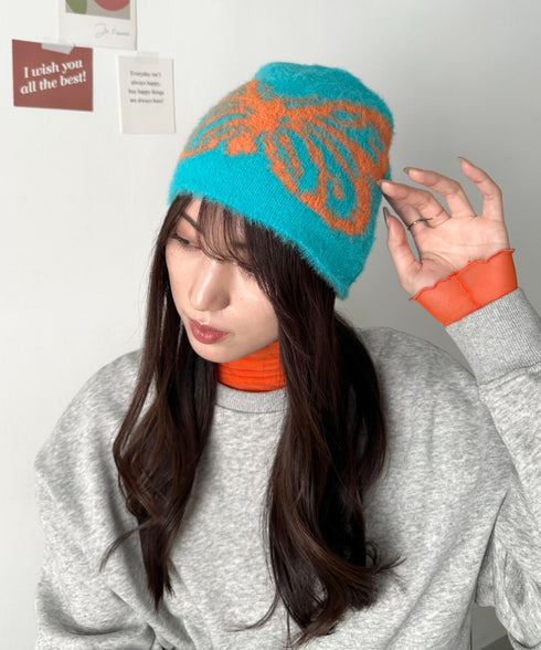 バタフライデザインニット帽 蝶デザインビーニー | WR5254004 | ブルー系その他2