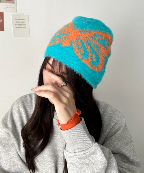 バタフライデザインニット帽 蝶デザインビーニー | WR5254004 | ブルー系その他2
