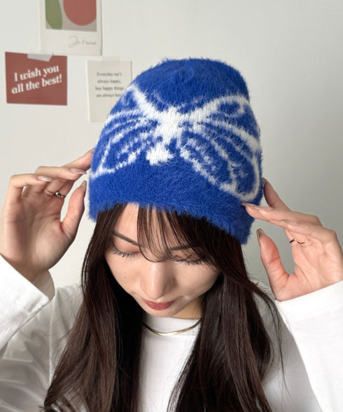 バタフライデザインニット帽 蝶デザインビーニー | WR5254004 | ブルー系その他3