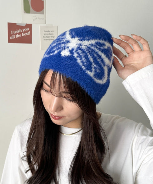 バタフライデザインニット帽 蝶デザインビーニー | WR5254004 | ブルー系その他3