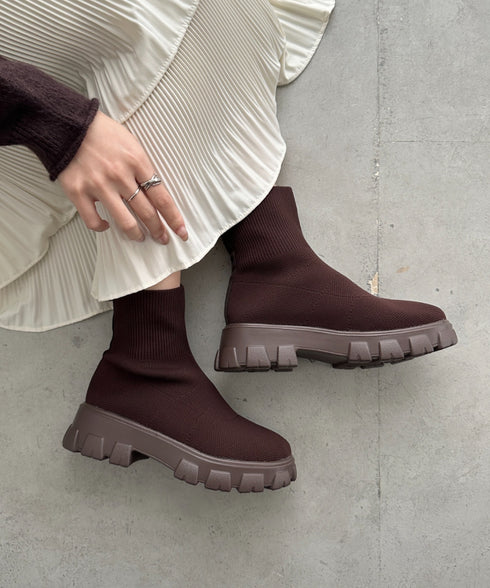 厚底ニットショートブーツ | WR3254007 | ブラウン