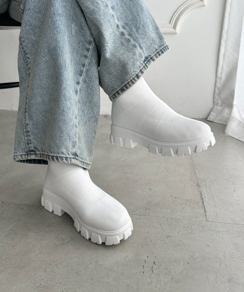 厚底ニットショートブーツ | WR3254007 | ホワイト