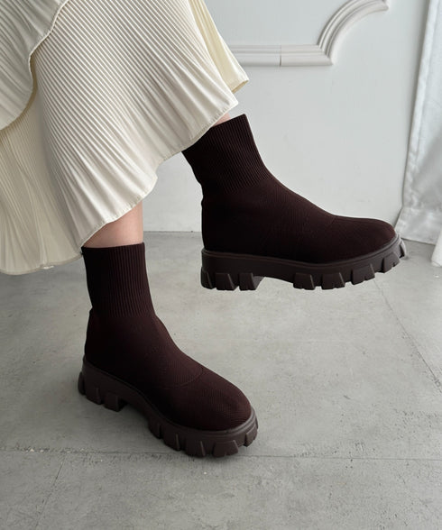 厚底ニットショートブーツ | WR3254007 | ブラウン