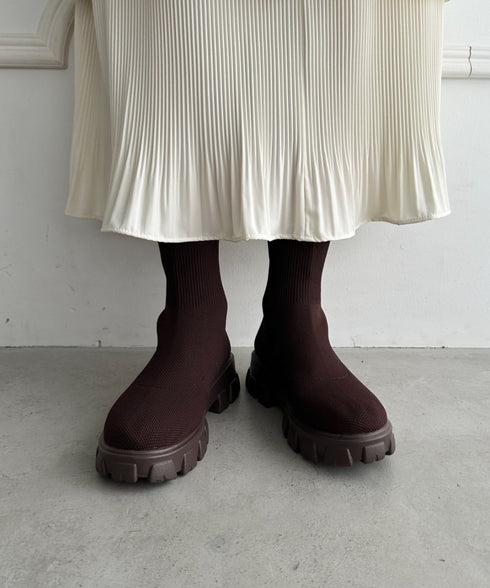 厚底ニットショートブーツ | WR3254007 | ブラウン