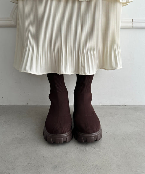 厚底ニットショートブーツ | WR3254007 | ブラウン