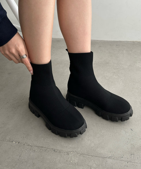 厚底ニットショートブーツ | WR3254007 | ブラック