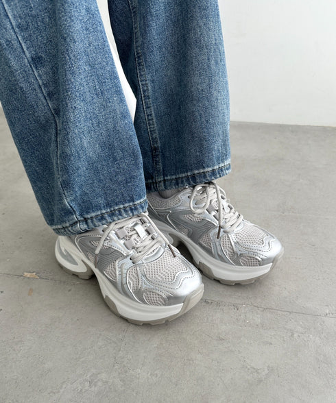 メッシュ厚底スニーカー | WR3254008 | シルバー