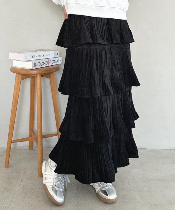 ティアードフリルロングスカート | MD2256043 | ブラック