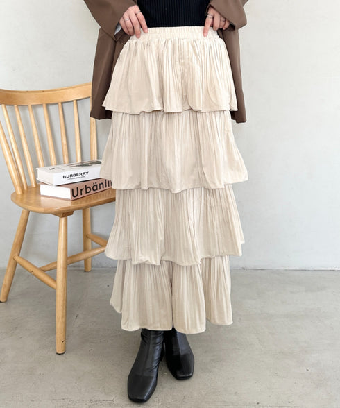 ティアードフリルロングスカート | MD2256043 | アイボリー