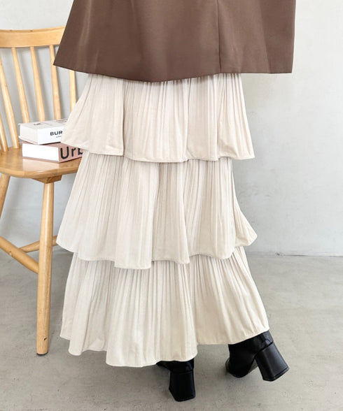 ティアードフリルロングスカート | MD2256043 | アイボリー