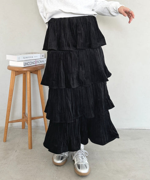 ティアードフリルロングスカート | MD2256043 | ブラック