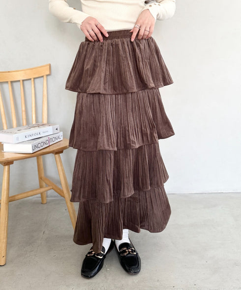 ティアードフリルロングスカート | MD2256043 | ブラウン