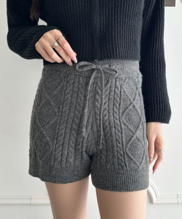 ケーブルニットショートパンツ | MD2256045 | チャコールグレー