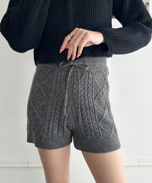 ケーブルニットショートパンツ | MD2256045 | チャコールグレー