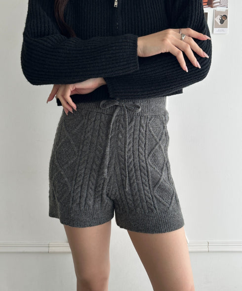 ケーブルニットショートパンツ | MD2256045 | チャコールグレー