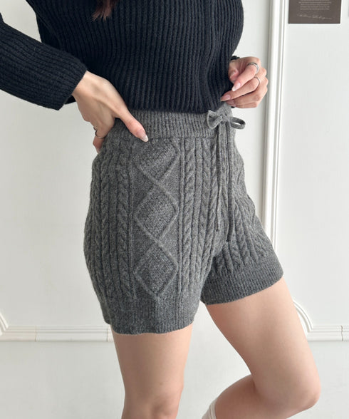 ケーブルニットショートパンツ | MD2256045 | チャコールグレー