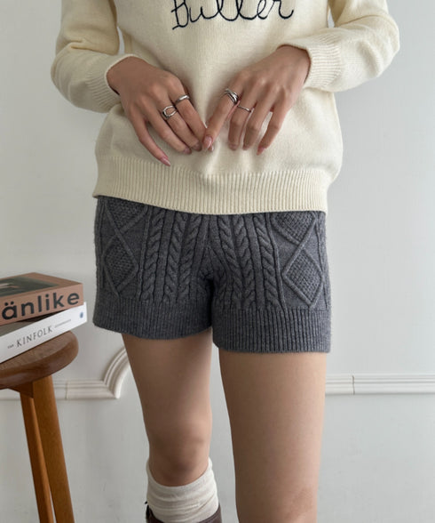 ケーブルニットショートパンツ | MD2256045 | グレー