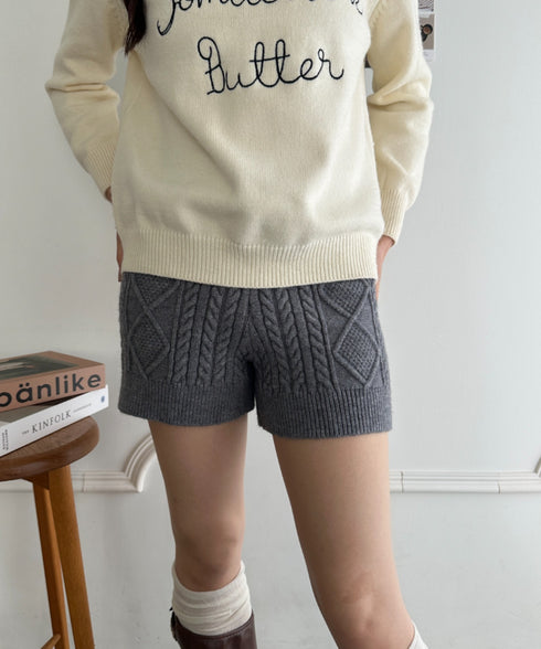 ケーブルニットショートパンツ | MD2256045 | グレー