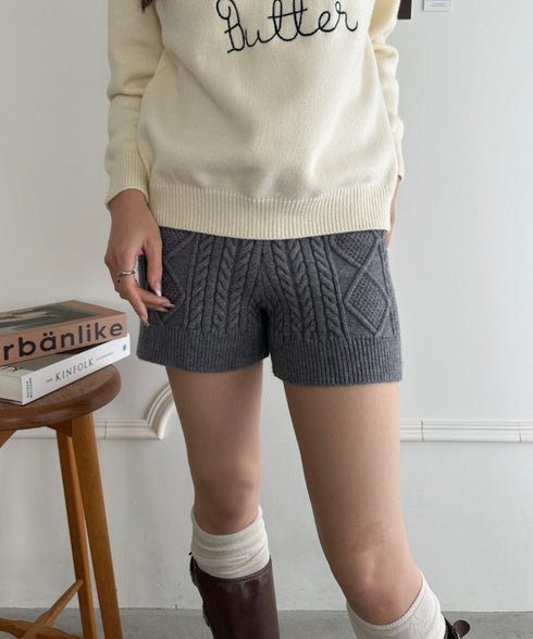 ケーブルニットショートパンツ | MD2256045 | グレー