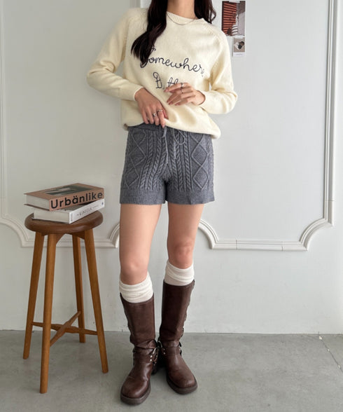 ケーブルニットショートパンツ | MD2256045 | グレー