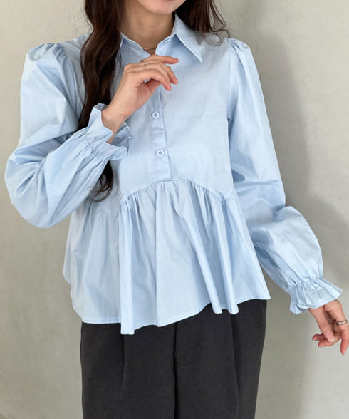 ペプラムフレアシャツ ブラウス | MD2256047 | ブルー