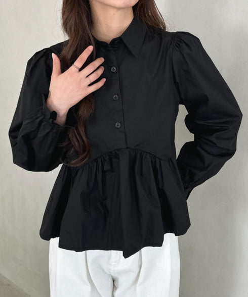 ペプラムフレアシャツ ブラウス | MD2256047 | ブラック