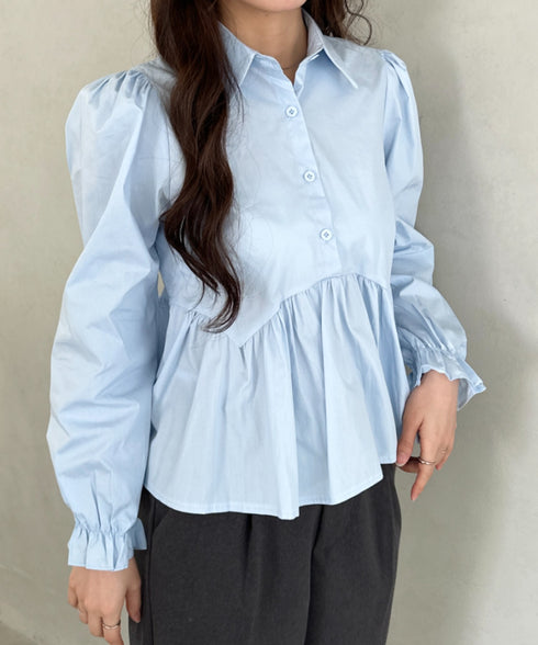 ペプラムフレアシャツ ブラウス | MD2256047 | ブルー