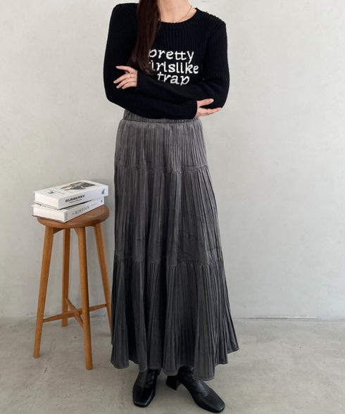 プリーツティアードロングスカート | MD2256051 | グレー