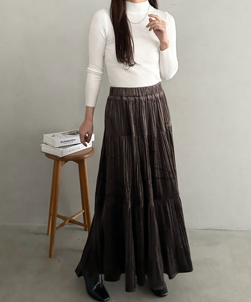 プリーツティアードロングスカート | MD2256051 | チャコールグレー