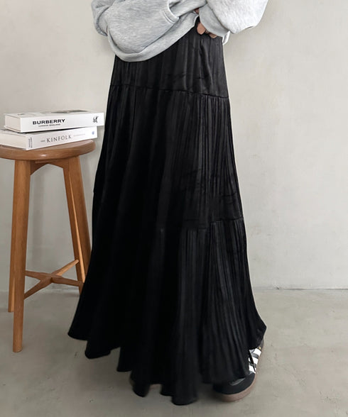 プリーツティアードロングスカート | MD2256051 | ブラック