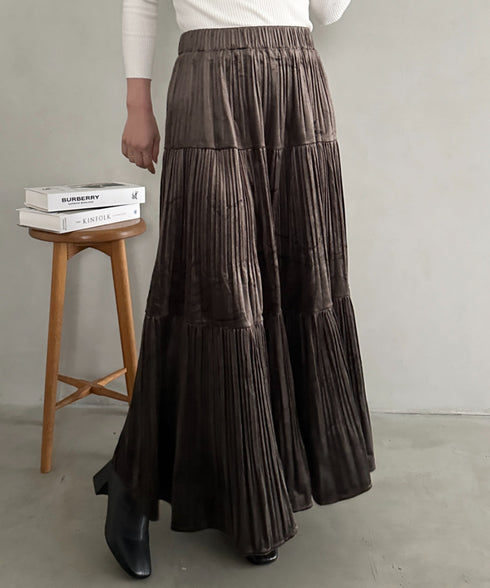 プリーツティアードロングスカート | MD2256051 | チャコールグレー
