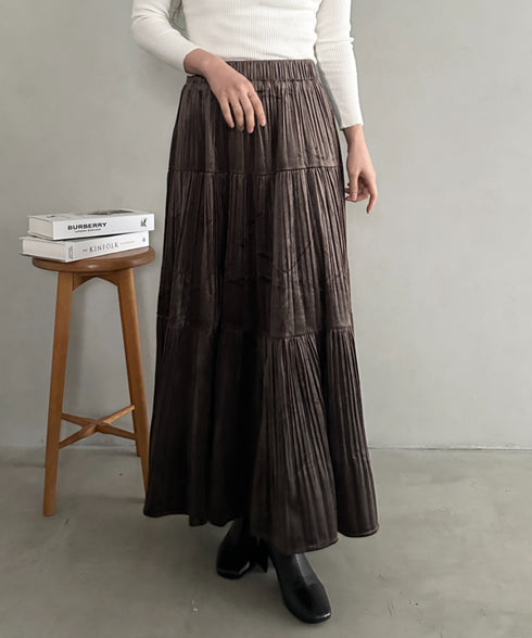 プリーツティアードロングスカート | MD2256051 | チャコールグレー