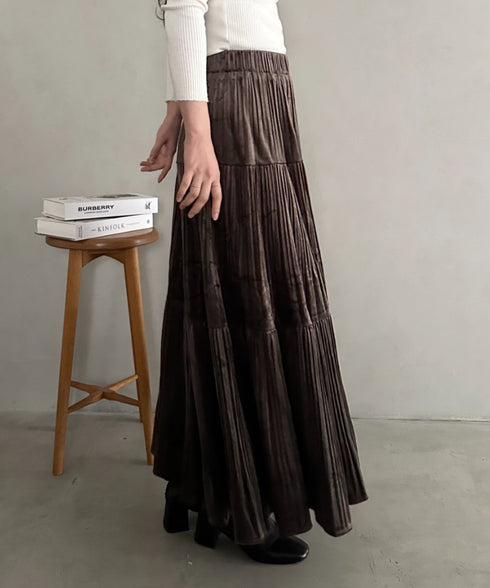 プリーツティアードロングスカート | MD2256051 | チャコールグレー