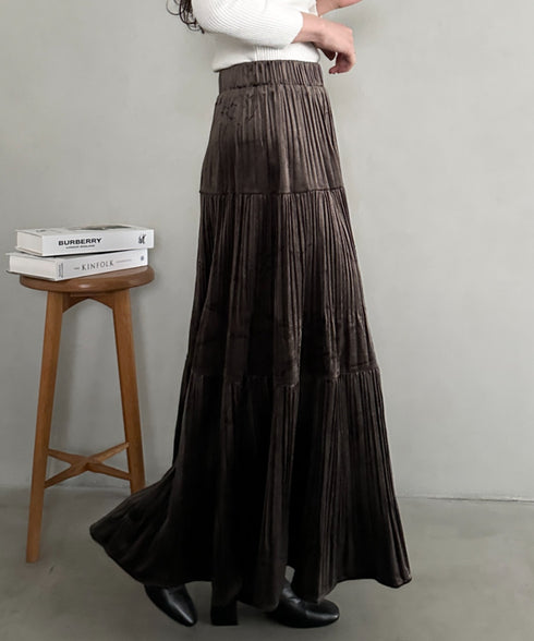 プリーツティアードロングスカート | MD2256051 | チャコールグレー
