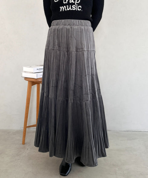 プリーツティアードロングスカート | MD2256051 | グレー