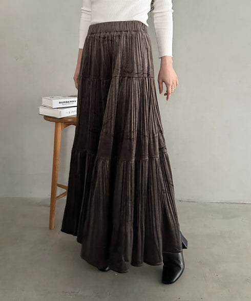 プリーツティアードロングスカート | MD2256051 | チャコールグレー