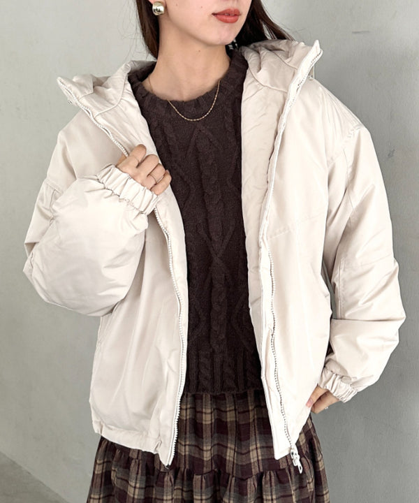 フード付きマウンテンパーカー 裏地キルティングワークアウター | MD2256052 | アイボリー