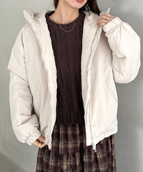 フード付きマウンテンパーカー 裏地キルティングワークアウター | MD2256052 | アイボリー