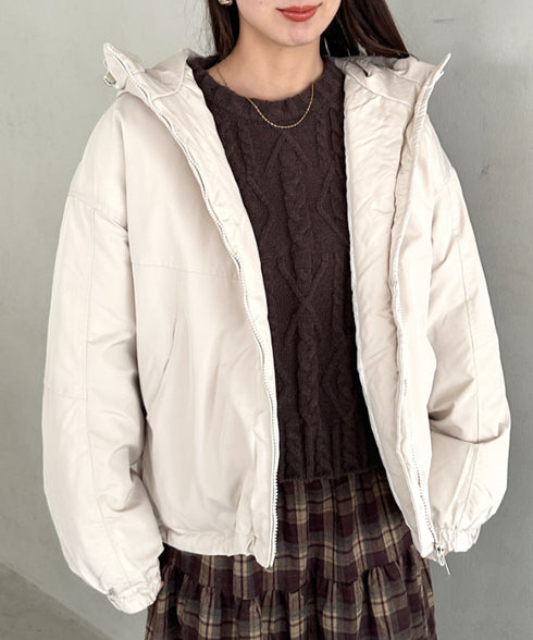 フード付きマウンテンパーカー 裏地キルティングワークアウター | MD2256052 | アイボリー