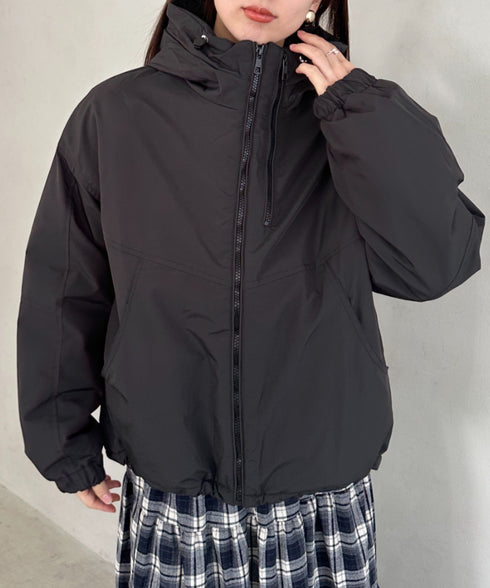 フード付きマウンテンパーカー 裏地キルティングワークアウター | MD2256052 | ブラック